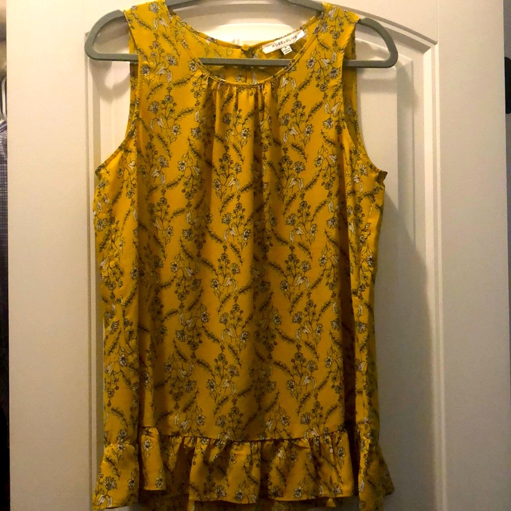 Rose + Olive Yellow Floral Sleeveless Top